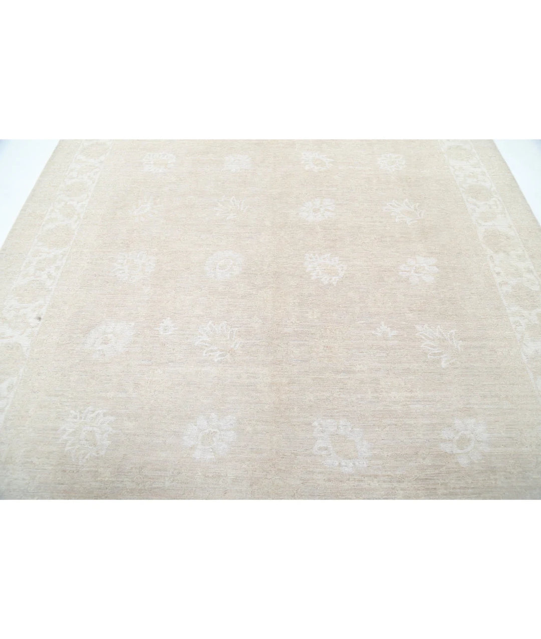 Ivory Afghan Tabriz Rug 8' 2" x 9' 10" Hand-Knotted | No. AT58375