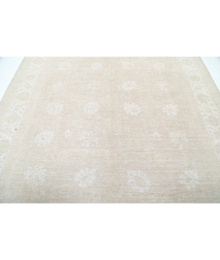 Ivory Afghan Tabriz Rug 8' 2" x 9' 10" Hand-Knotted | No. AT58375