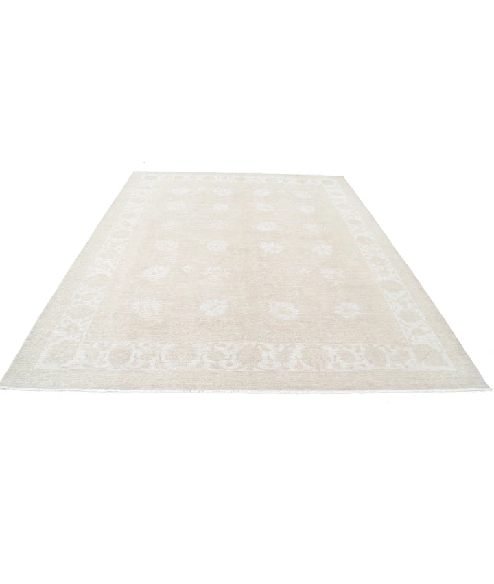 Ivory Afghan Tabriz Rug 8' 2" x 9' 10" Hand-Knotted | No. AT58375
