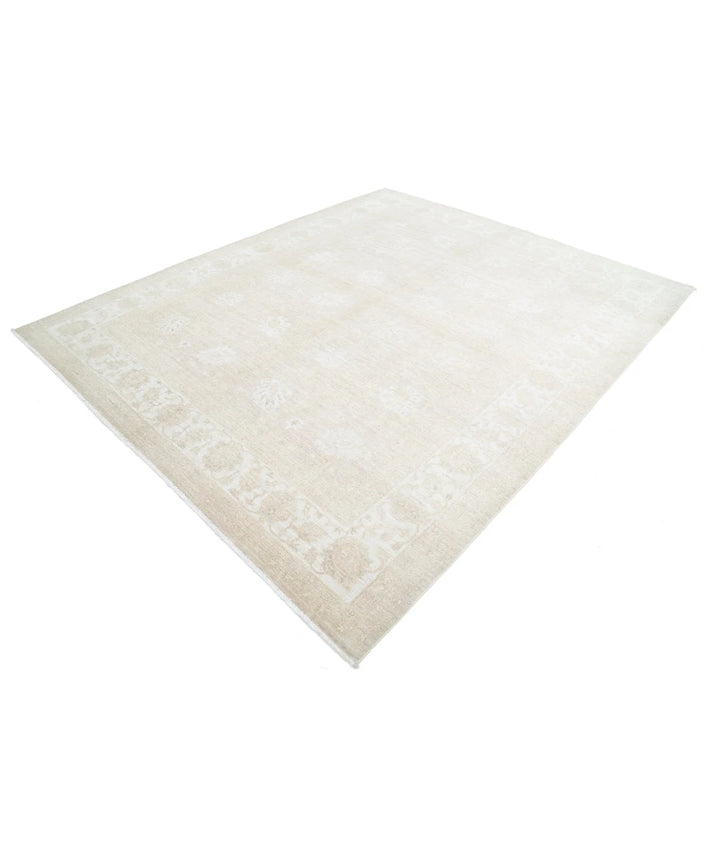 Ivory Afghan Tabriz Rug 8' 2" x 9' 10" Hand-Knotted | No. AT58375