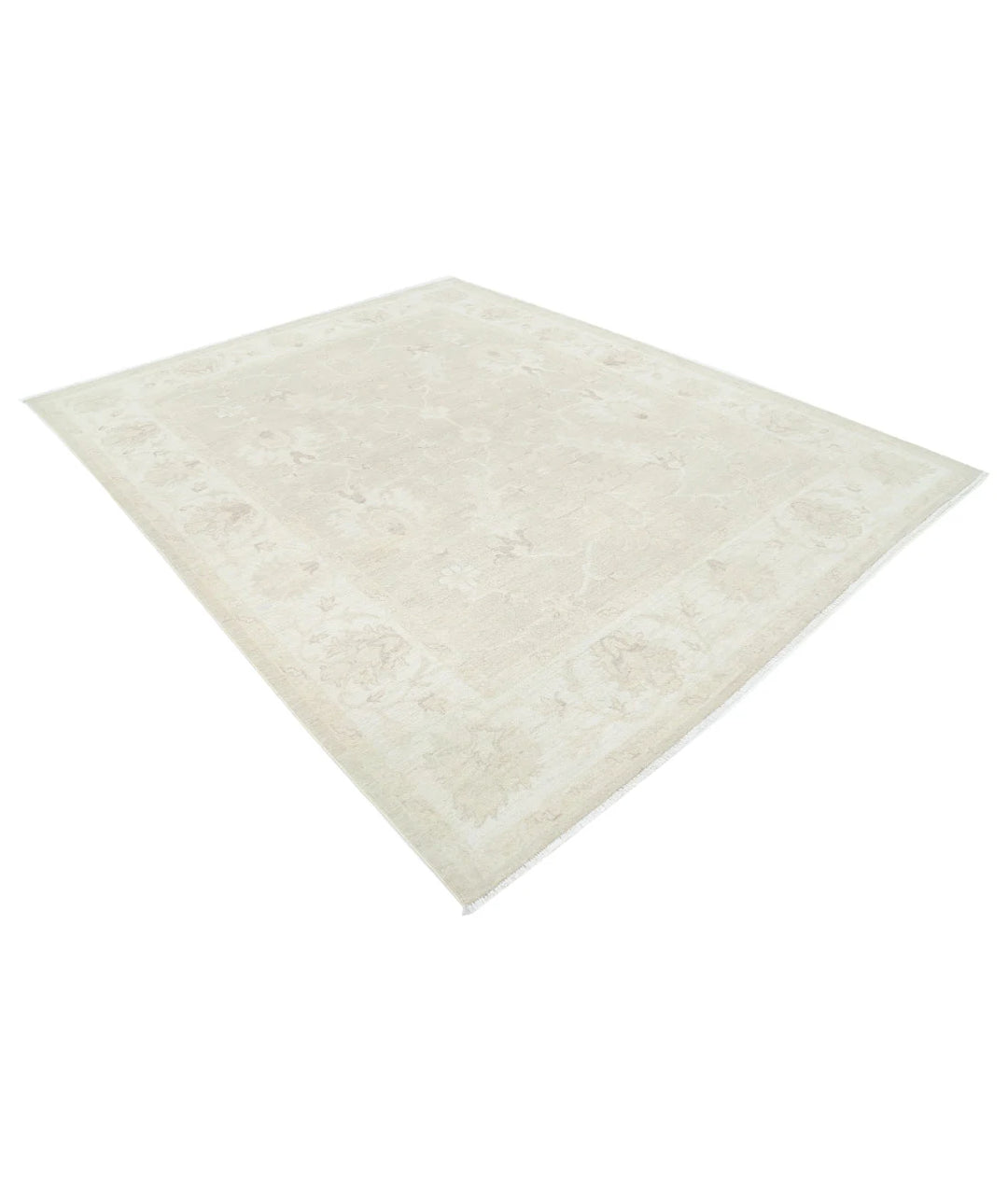 Ivory Afghan Oushak Rug 8' 1" x 10' 0" Hand-Knotted | No. AT58444