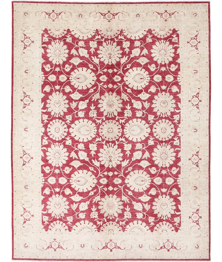 Ivory Afghan Ziegler Rug 9' 0" x 11' 11" Hand-Knotted | No. AT58527