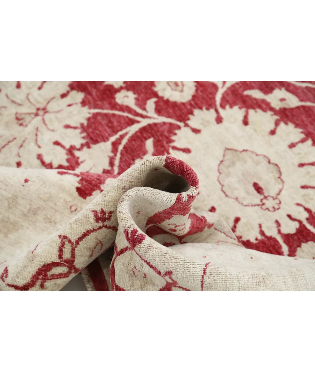 Ivory Afghan Ziegler Rug 9' 0" x 11' 11" Hand-Knotted | No. AT58527