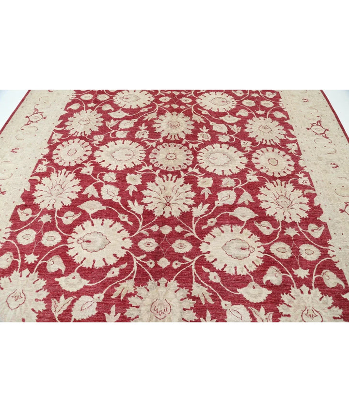 Ivory Afghan Ziegler Rug 9' 0" x 11' 11" Hand-Knotted | No. AT58527