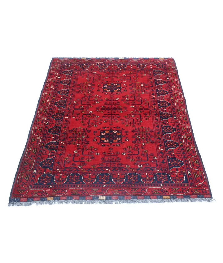 Afghan Khamyab Rug 3' 3" x 4' 9" Hand-Knotted | No. AT58536