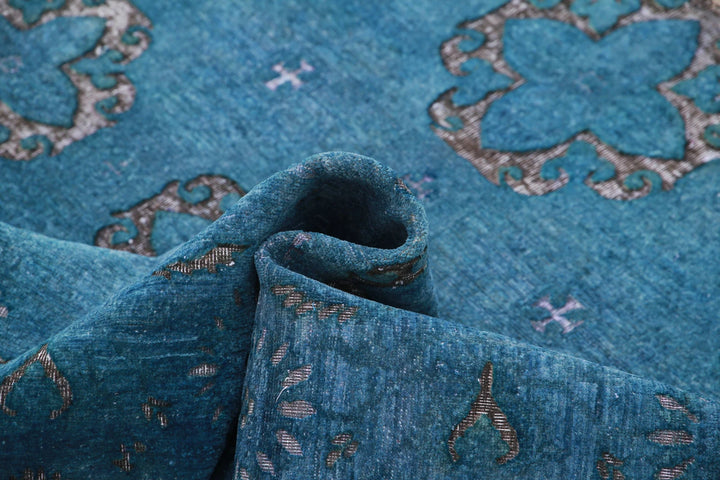 Blue Afghan Oriental Rug 6' 2" x 8' 8" Hand-Knotted | No. AT58544