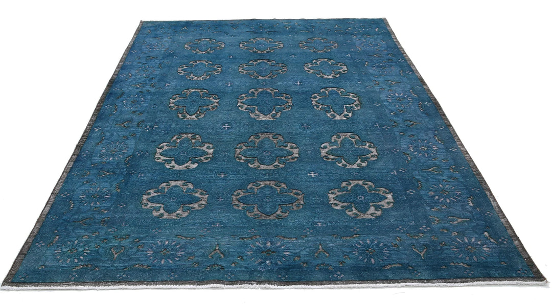 Blue Afghan Oriental Rug 6' 2" x 8' 8" Hand-Knotted | No. AT58544