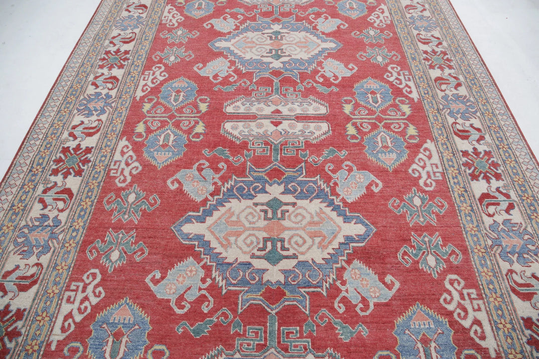 Afghan Kazak Rug 7' 8" x 10' 8" Hand-Knotted | No. AT58573