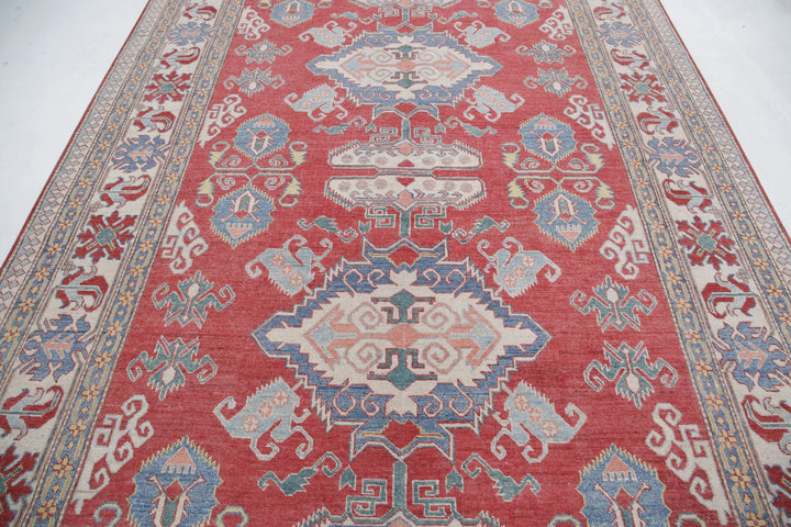 Afghan Kazak Rug 7' 8" x 10' 8" Hand-Knotted | No. AT58573
