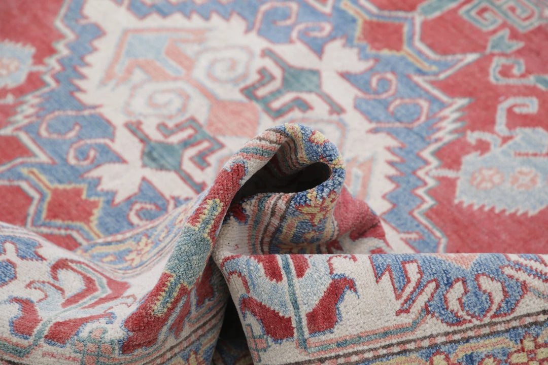 Afghan Kazak Rug 7' 8" x 10' 8" Hand-Knotted | No. AT58573