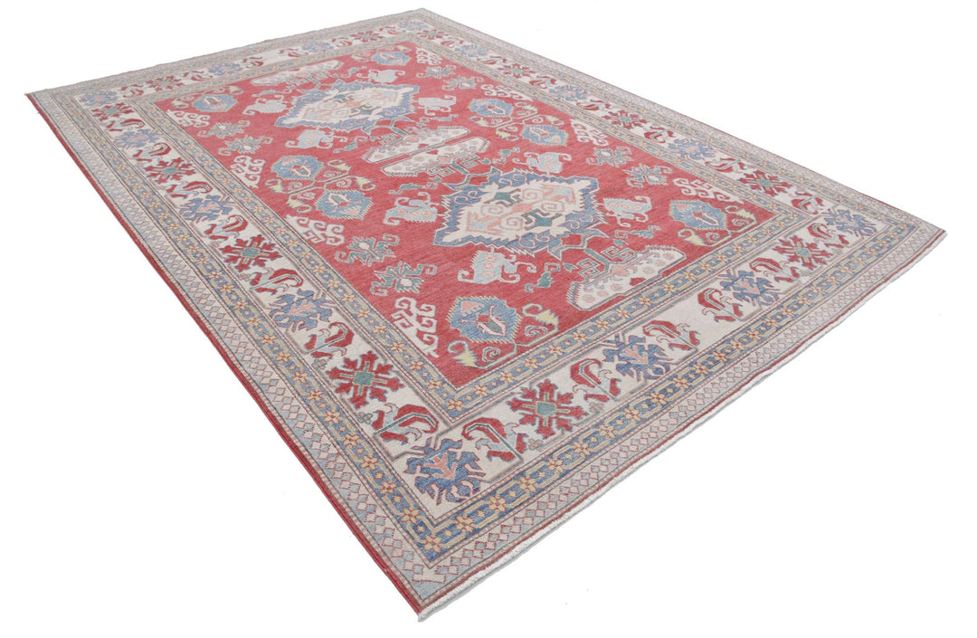 Afghan Kazak Rug 7' 8" x 10' 8" Hand-Knotted | No. AT58573
