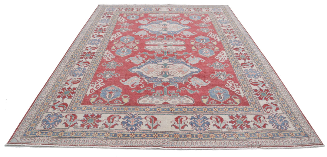 Afghan Kazak Rug 7' 8" x 10' 8" Hand-Knotted | No. AT58573