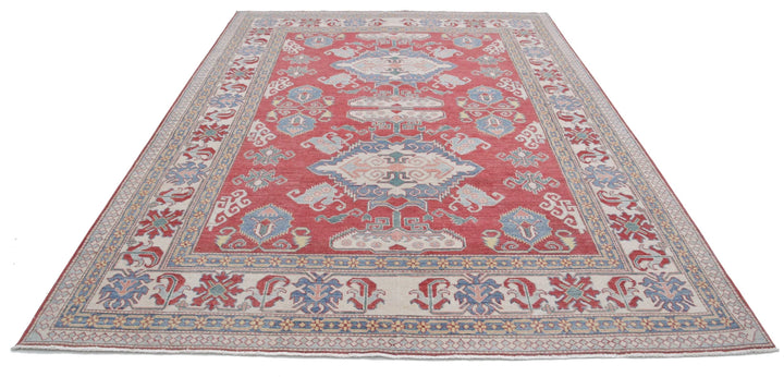 Afghan Kazak Rug 7' 8" x 10' 8" Hand-Knotted | No. AT58573