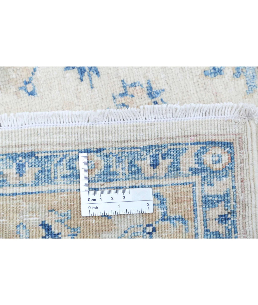 Ivory Afghan Oriental Rug 3'11" x 5'7" Hand-Knotted detail