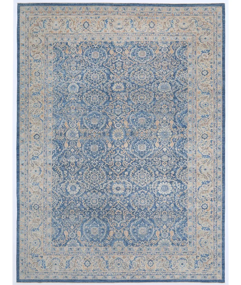 Blue Afghan Ziegler Rug 9' 11" x 13' 2" Hand-Knotted | No. AT58671