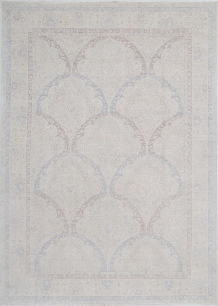 Ivory Afghan Serenity Rug 9' 9" x 13' 8" Hand-Knotted | No. AT58801