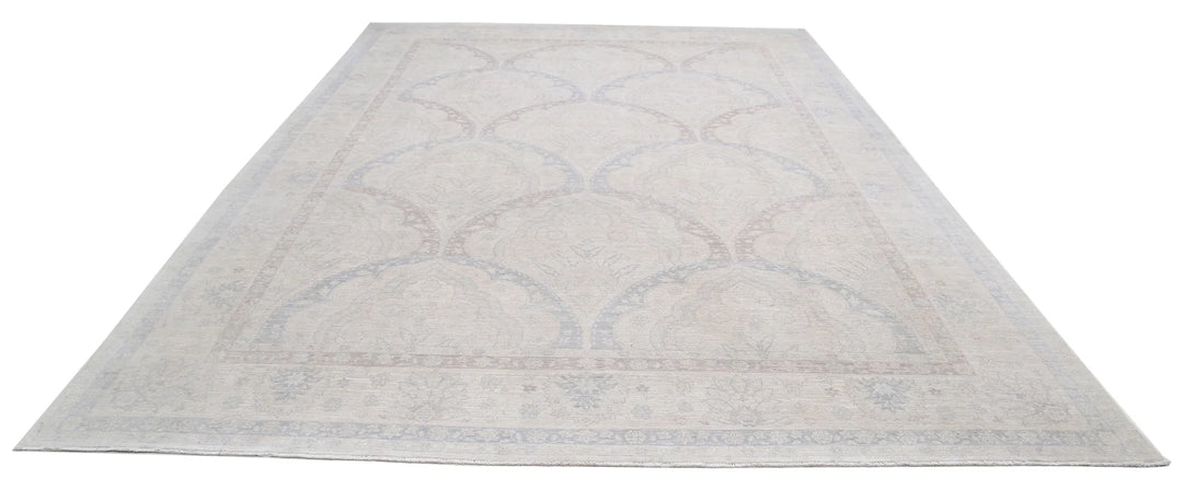 Ivory Afghan Serenity Rug 9' 9" x 13' 8" Hand-Knotted | No. AT58801