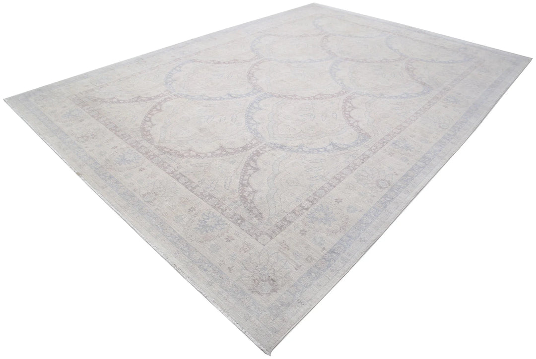 Ivory Afghan Serenity Rug 9' 9" x 13' 8" Hand-Knotted | No. AT58801