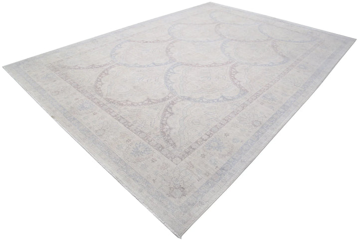 Ivory Afghan Serenity Rug 9' 9" x 13' 8" Hand-Knotted | No. AT58801