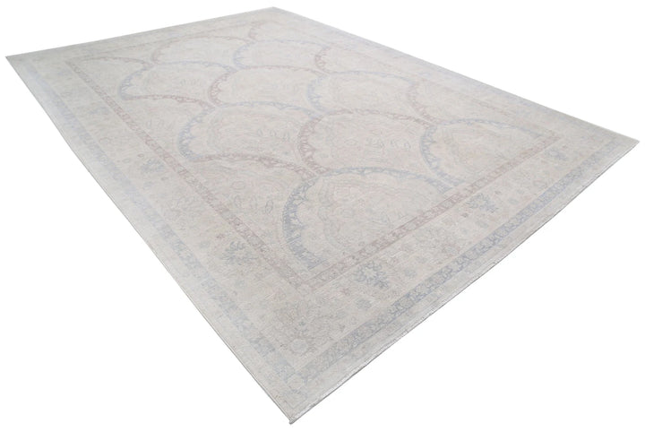 Ivory Afghan Serenity Rug 9' 9" x 13' 8" Hand-Knotted | No. AT58801
