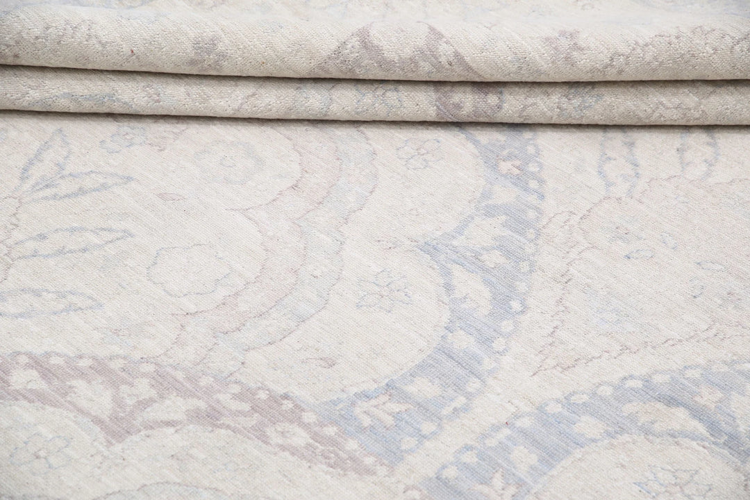 Ivory Afghan Serenity Rug 9' 9" x 13' 8" Hand-Knotted | No. AT58801