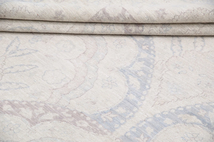 Ivory Afghan Serenity Rug 9' 9" x 13' 8" Hand-Knotted | No. AT58801