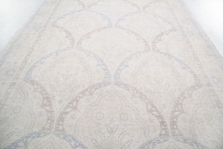 Ivory Afghan Serenity Rug 9' 9" x 13' 8" Hand-Knotted | No. AT58801