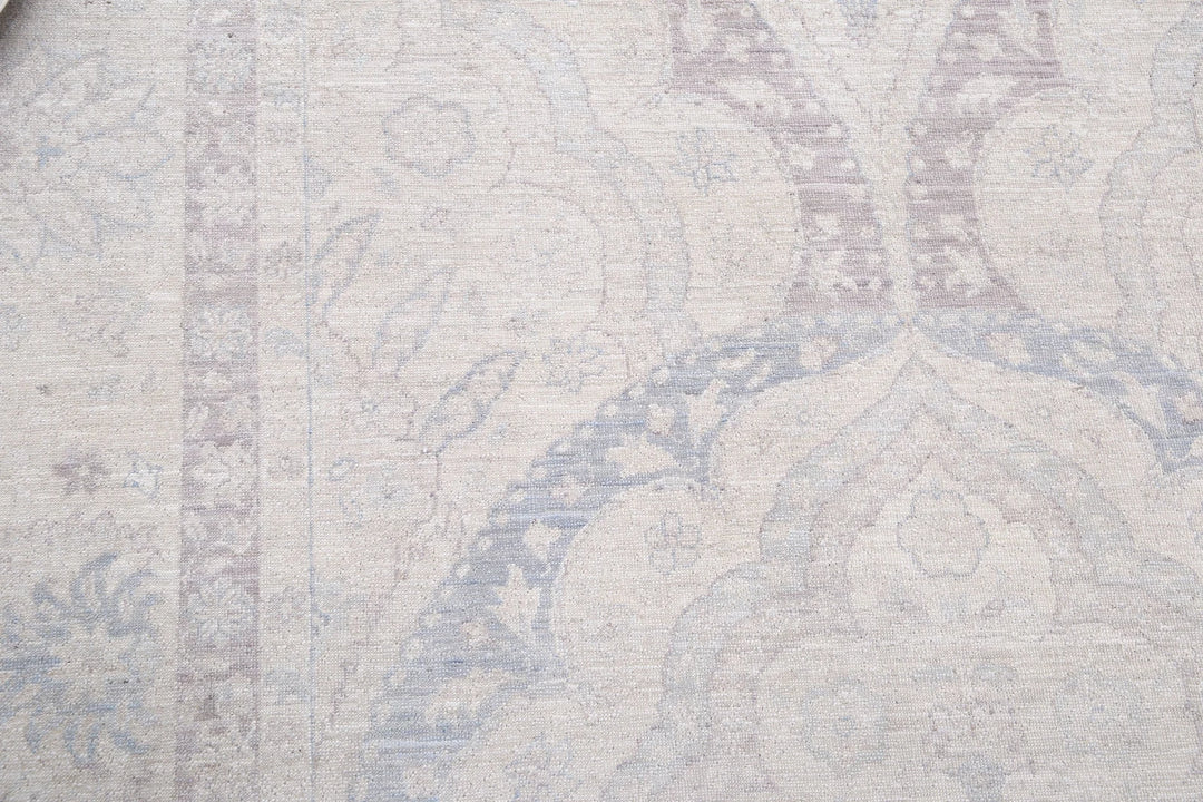 Ivory Afghan Serenity Rug 9' 9" x 13' 8" Hand-Knotted | No. AT58801