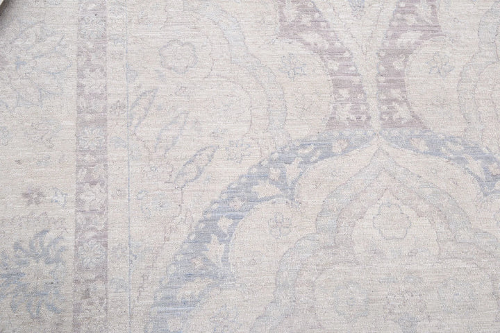 Ivory Afghan Serenity Rug 9' 9" x 13' 8" Hand-Knotted | No. AT58801