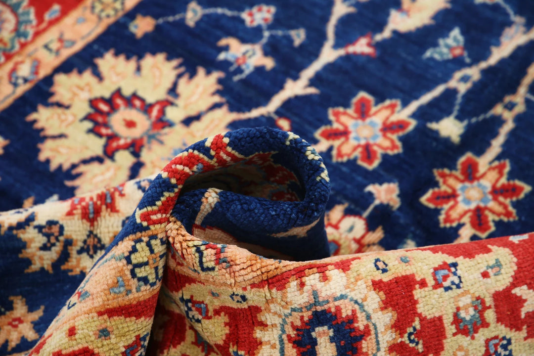 Blue Afghan Ziegler Rug 4' 6" x 6' 9" Hand-Knotted | No. AT58844
