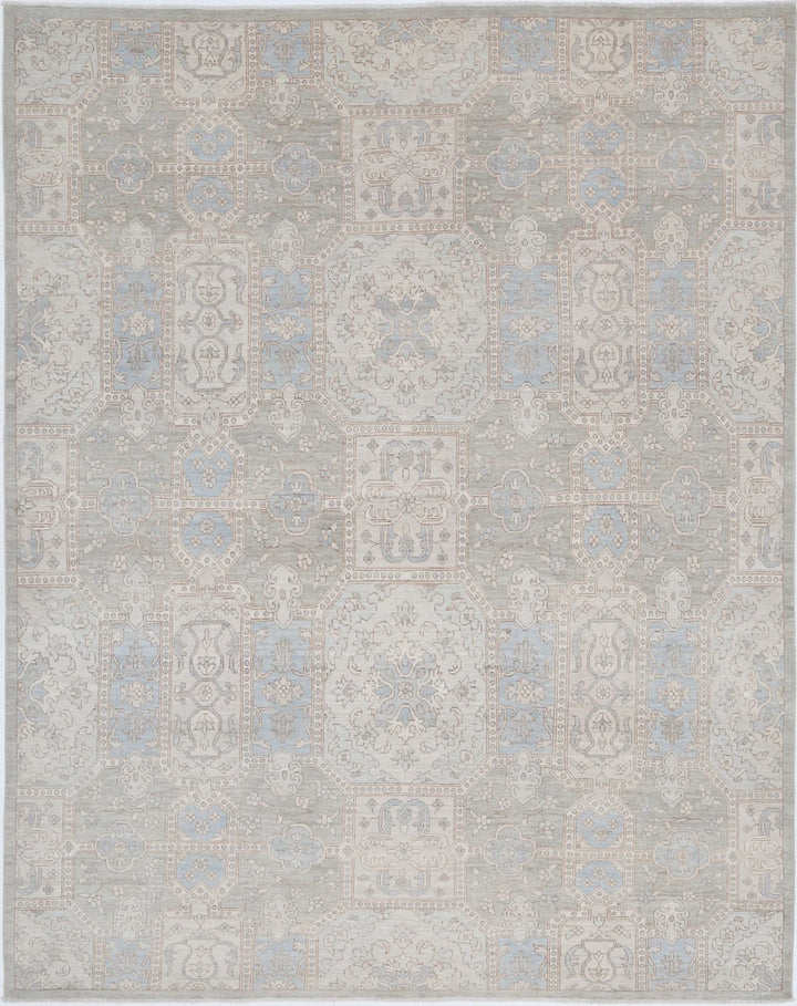 Green Afghan Serenity Rug 7' 8" x 9' 8" Hand-Knotted | No. AT58861