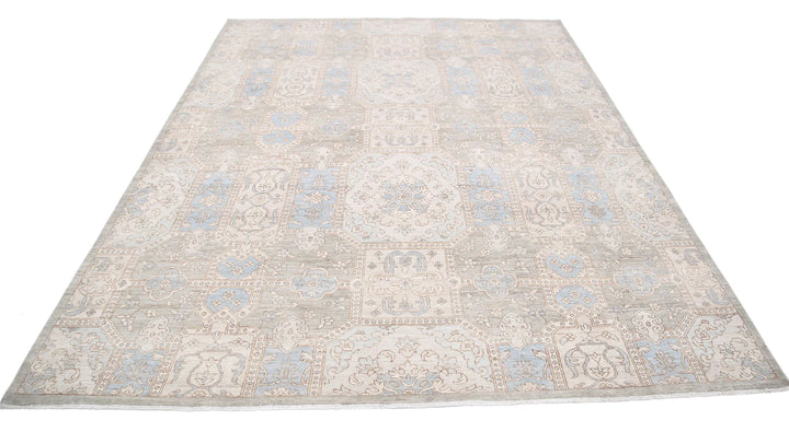 Green Afghan Serenity Rug 7' 8" x 9' 8" Hand-Knotted | No. AT58861