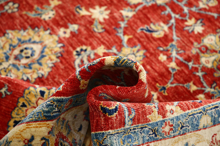 Red Afghan Ziegler Rug 5'7" x 8'1" Hand-Knotted | No. AT58897