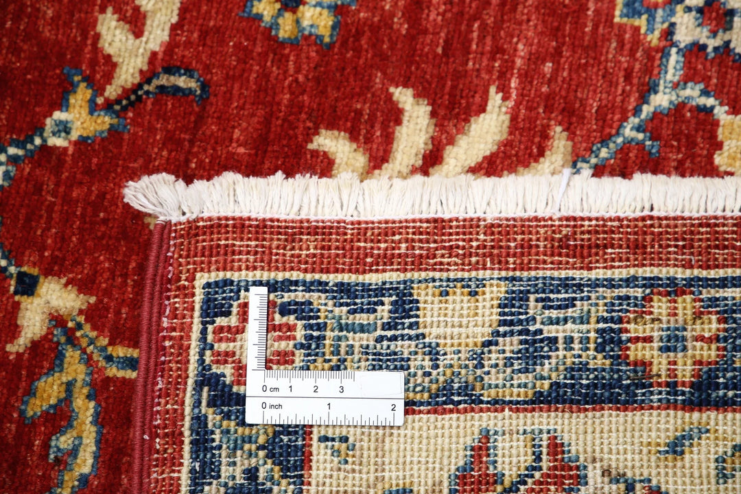 Red Afghan Ziegler Rug 5'7" x 8'1" Hand-Knotted | No. AT58897