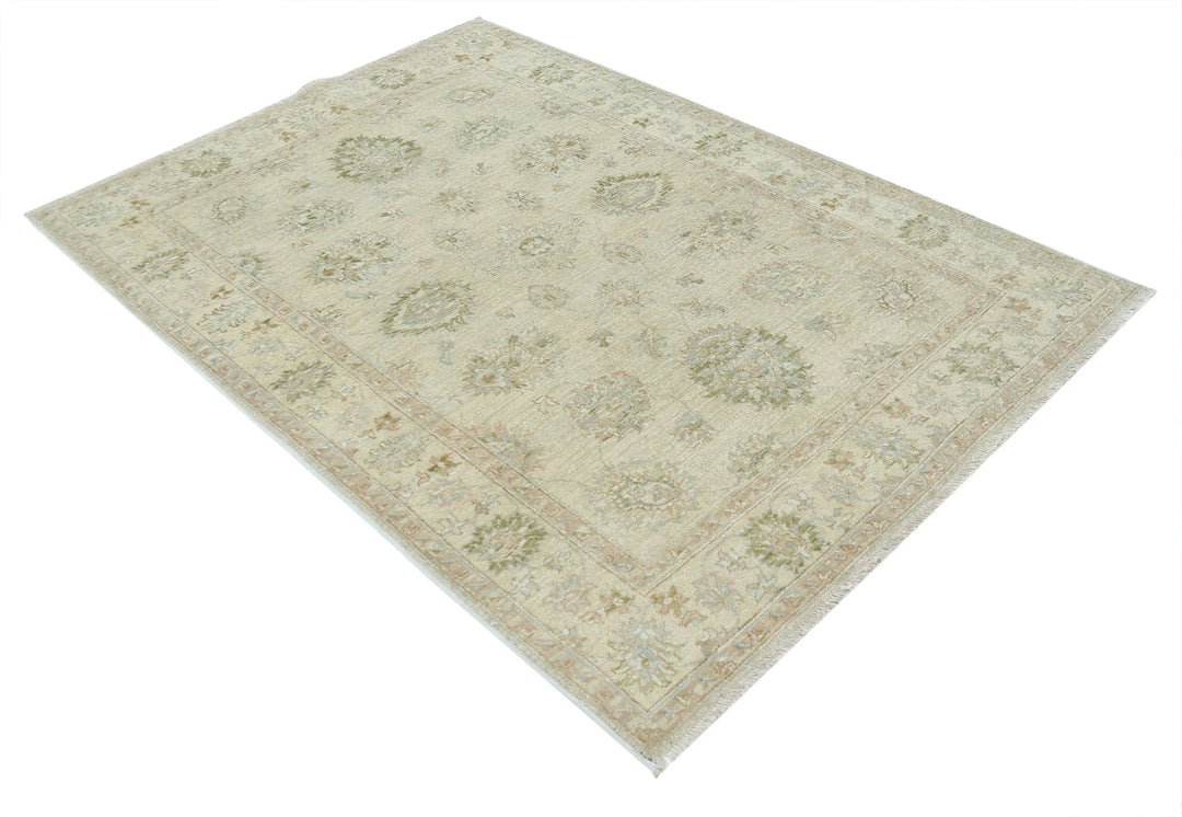 Indian Ziegler Rug 4' 4" x 6' 4" Hand-Knotted | No. AT58956
