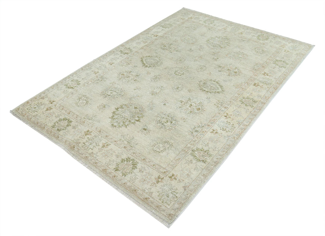 Indian Ziegler Rug 4' 4" x 6' 4" Hand-Knotted | No. AT58956