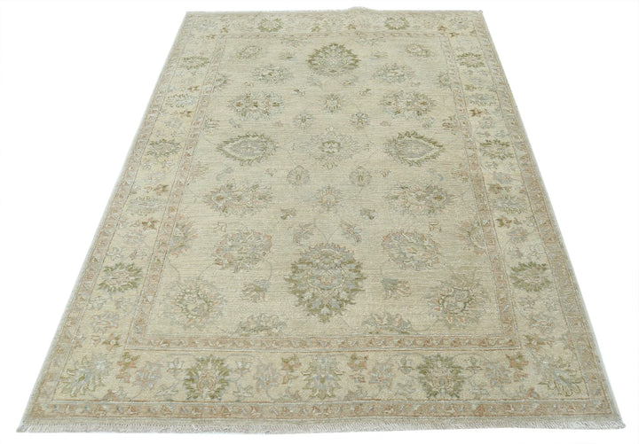 Indian Ziegler Rug 4' 4" x 6' 4" Hand-Knotted | No. AT58956