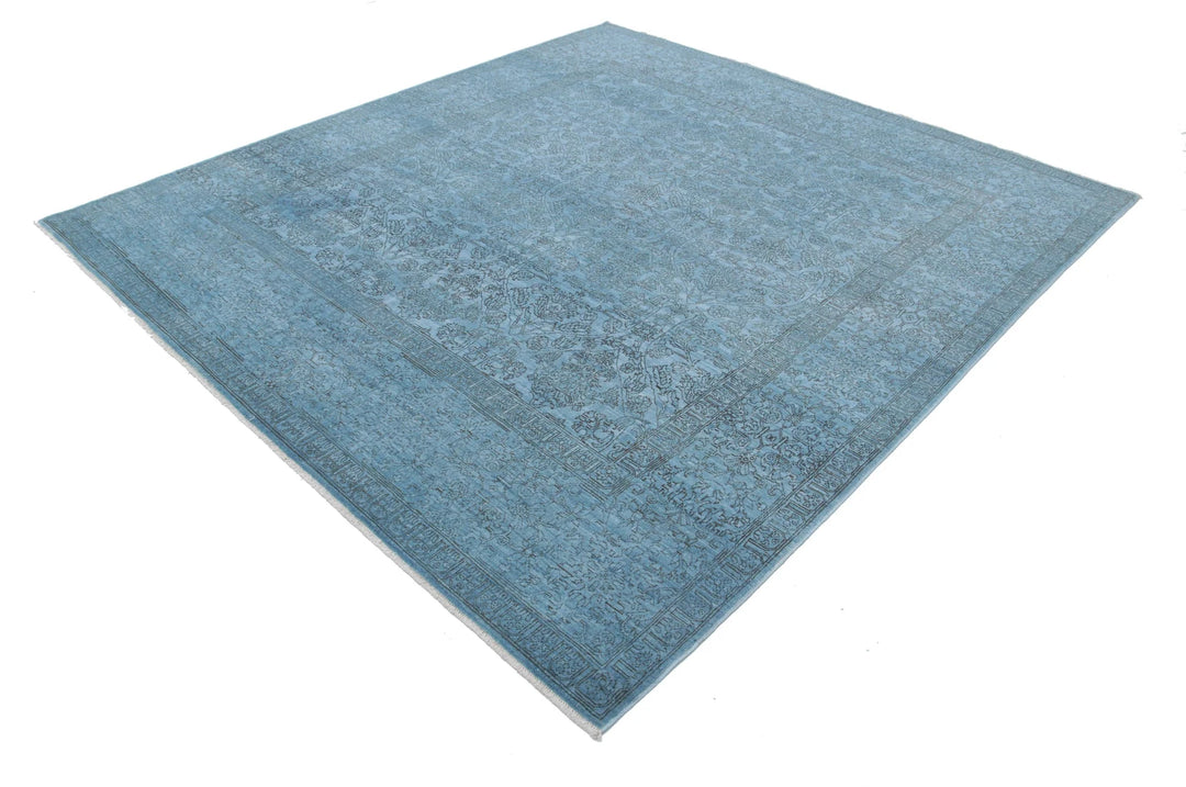 Blue Afghan Overdye Rug 7' 9" x 8' 5" Hand-Knotted | No. AT58968