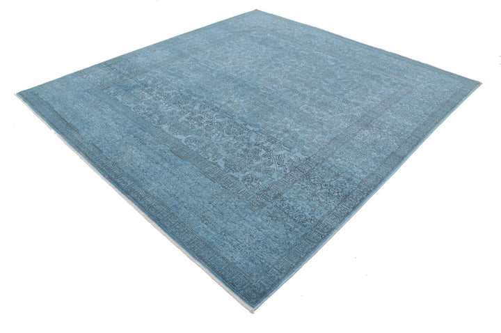 Blue Afghan Overdye Rug 7' 9" x 8' 5" Hand-Knotted | No. AT58968