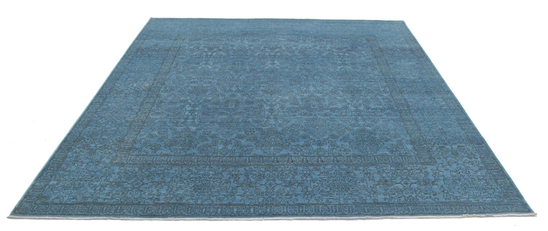 Blue Afghan Overdye Rug 7' 9" x 8' 5" Hand-Knotted | No. AT58968