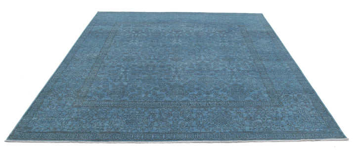 Blue Afghan Overdye Rug 7' 9" x 8' 5" Hand-Knotted | No. AT58968