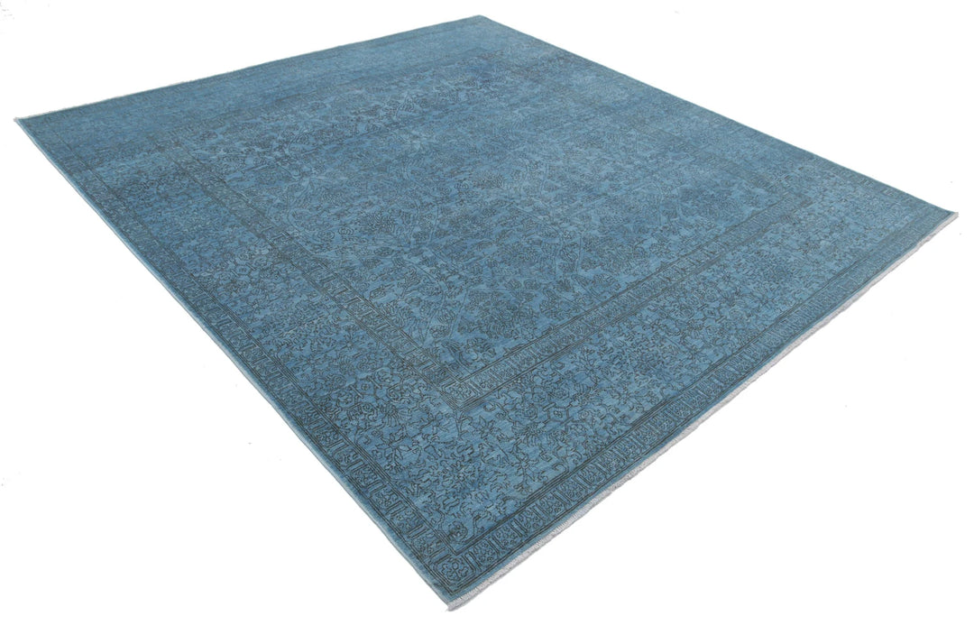 Blue Afghan Overdye Rug 7' 9" x 8' 5" Hand-Knotted | No. AT58968