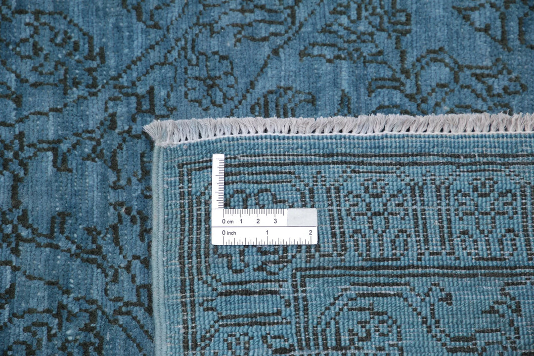 Blue Afghan Overdye Rug 7' 9" x 8' 5" Hand-Knotted | No. AT58968