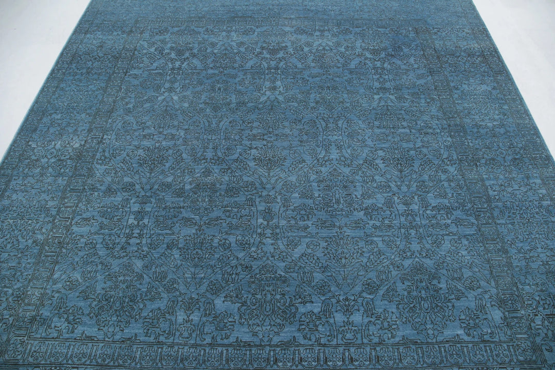 Blue Afghan Overdye Rug 7' 9" x 8' 5" Hand-Knotted | No. AT58968