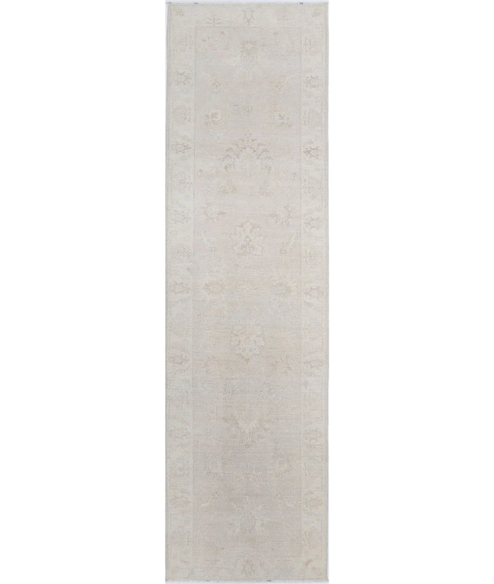 Grey Afghan Oriental Rug 2'8" x 9'5" Hand-Knotted