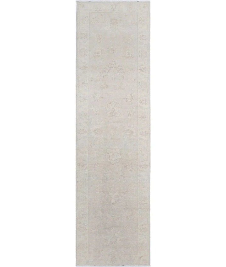 Grey Afghan Oriental Rug 2'8" x 9'5" Hand-Knotted | No. AT59048