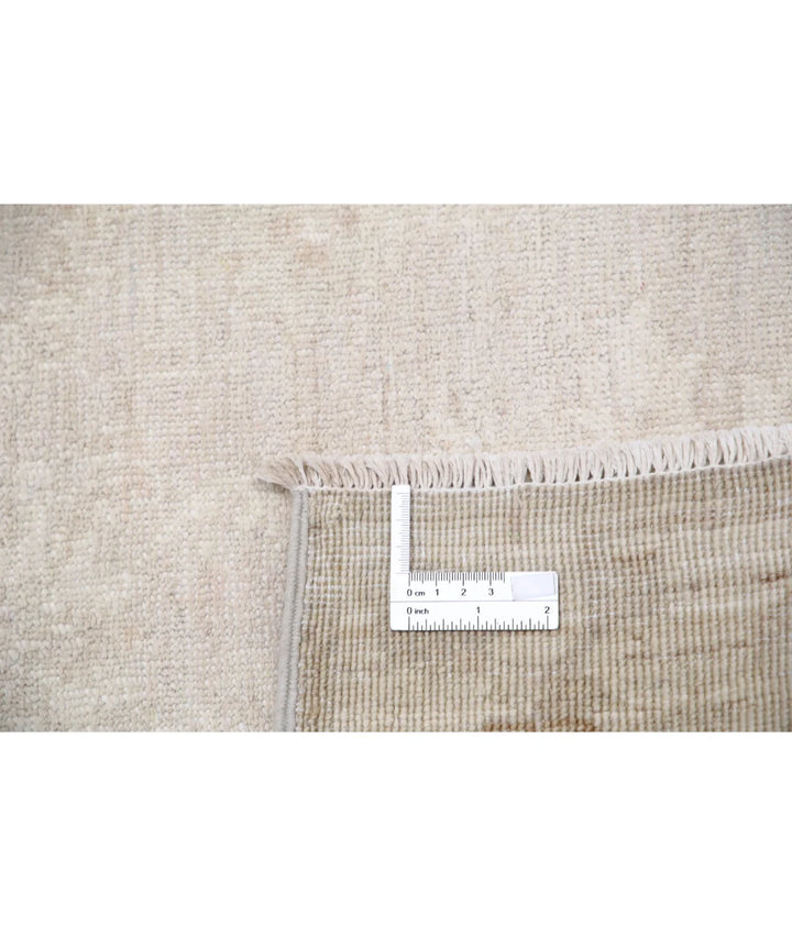 Grey Afghan Oriental Rug 2'8" x 9'5" Hand-Knotted detail