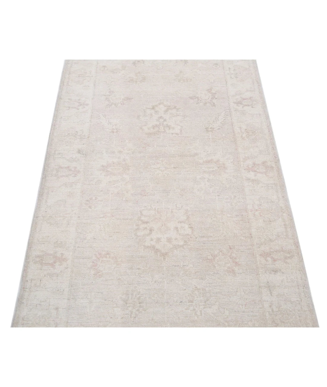 Grey Afghan Oriental Rug 2'8" x 9'5" Hand-Knotted close-up