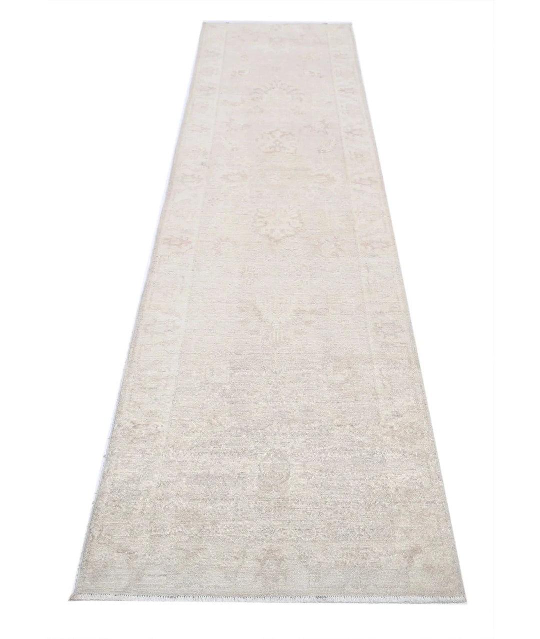 Grey Afghan Oriental Rug 2'8" x 9'5" Hand-Knotted | No. AT59048
