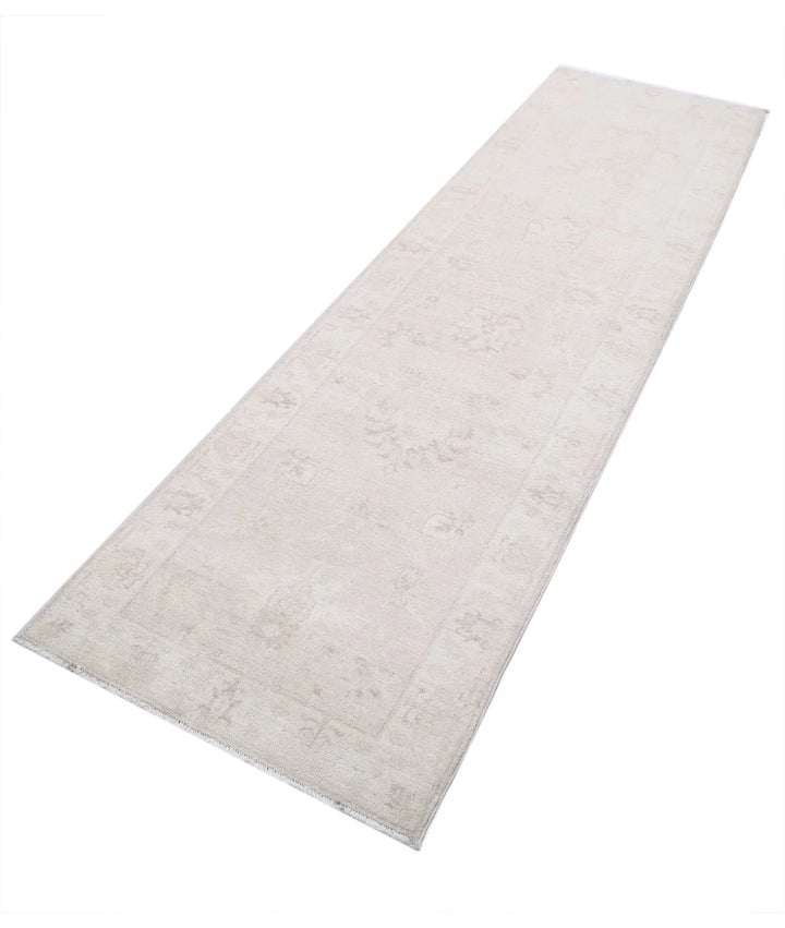 Grey Afghan Oriental Rug 2'8" x 9'5" Hand-Knotted border